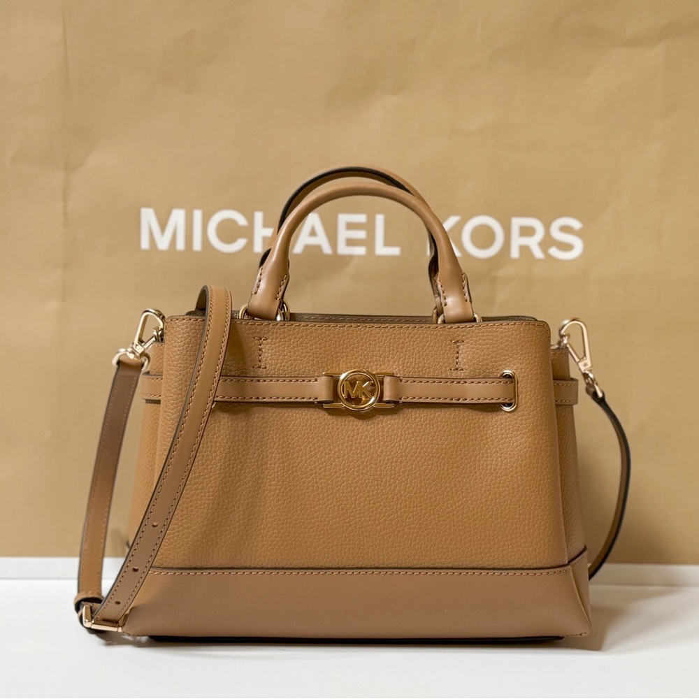 Michael Kors Small Satchel Shoulder Crossbody Bag Light Brown